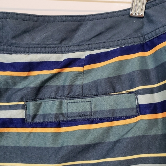 Gap Factory Size Large Board Shorts Swim Trunks Mesh Lined Striped Blue Green - Picture 10 of 15